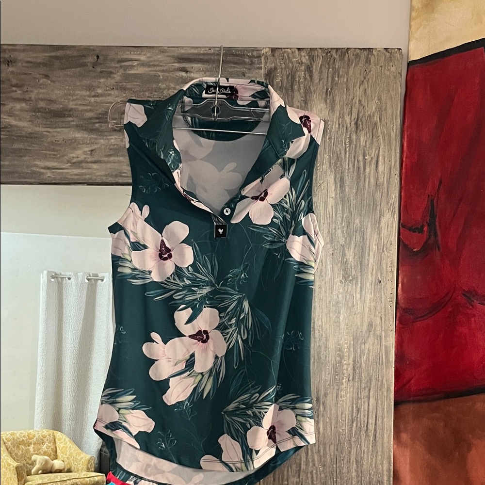 Bad Birdie Teal Floral Sleeveless Top